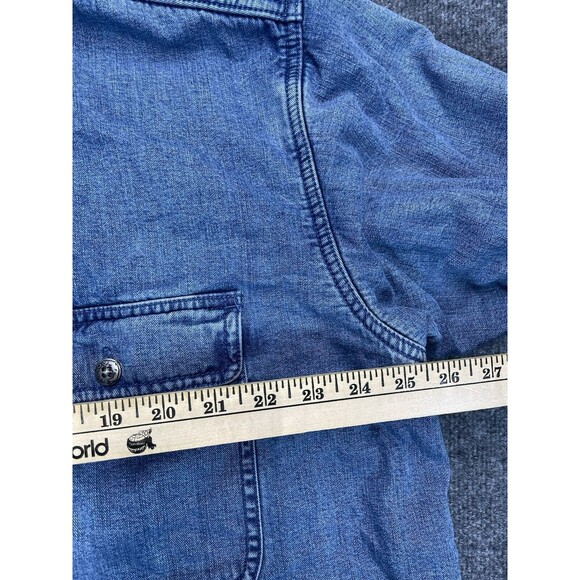 VTG ORVIS Shirt Men XXL Blue Fleece Lined Denim Button Jacket Pockets - Picture 7 of 8